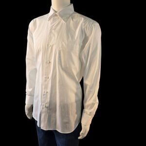 Maus Hoffman Solemare Shirt Mens 16.5 42 White Cotton Button Up LS Made In Italy